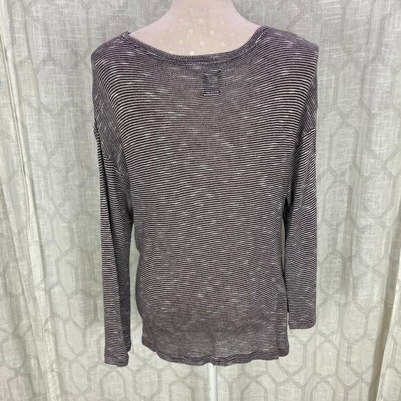 NSF Sweater Thermal Knit Pullover Sweater Size L Purple White Heathered Stripe - Picture 4 of 12